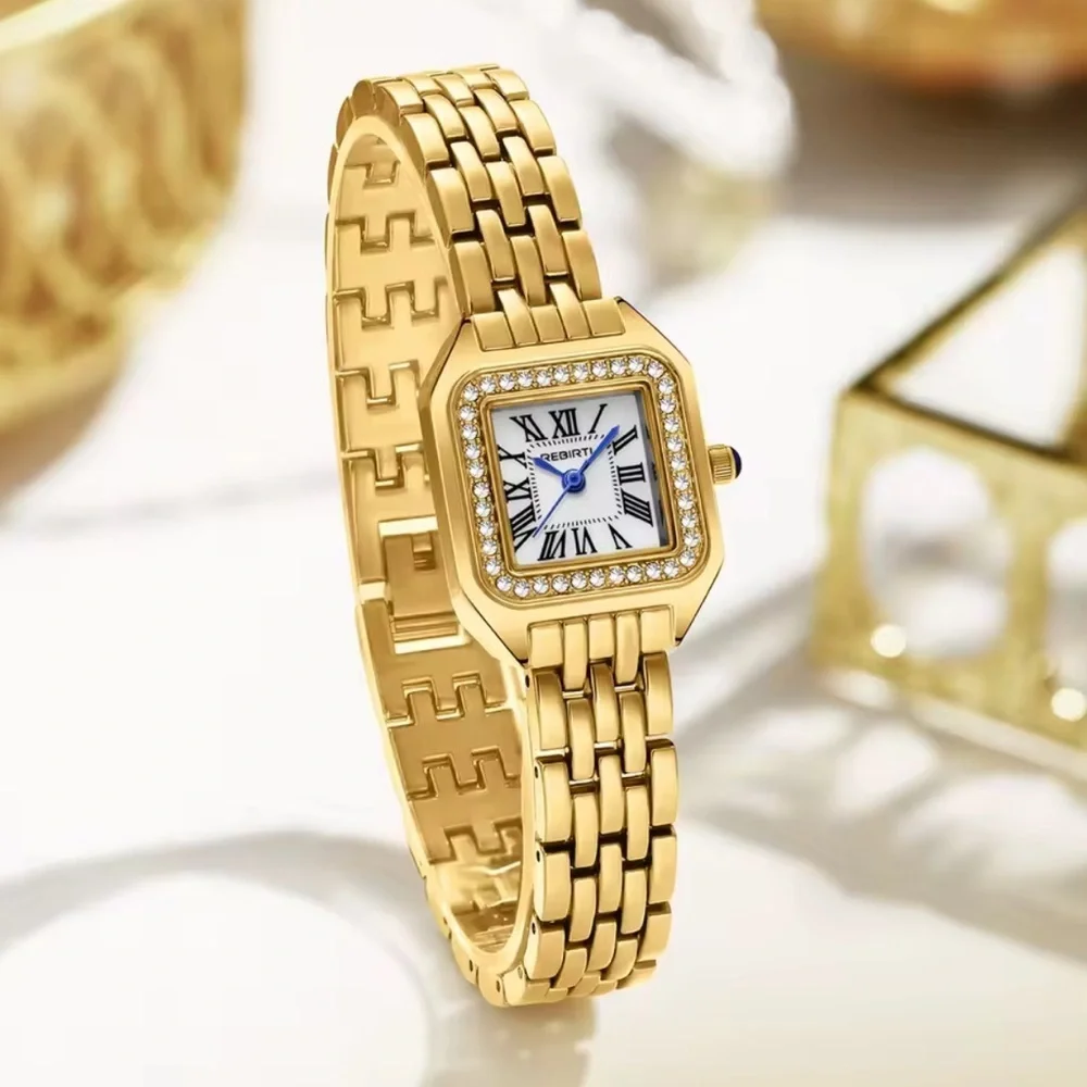 Panthere Classic Gold Crystal Stainless Steel Gold Watch